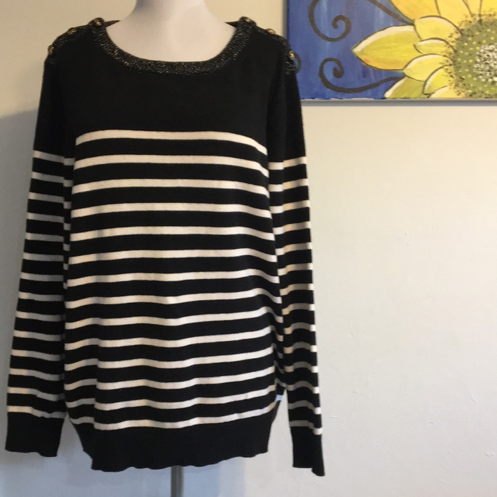 Charter Club stripe sweater with gold accents